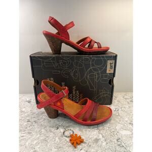 NEW The Art Company Strappy Heeled Sandals Multi Red Leather Size 39 / 8 JL